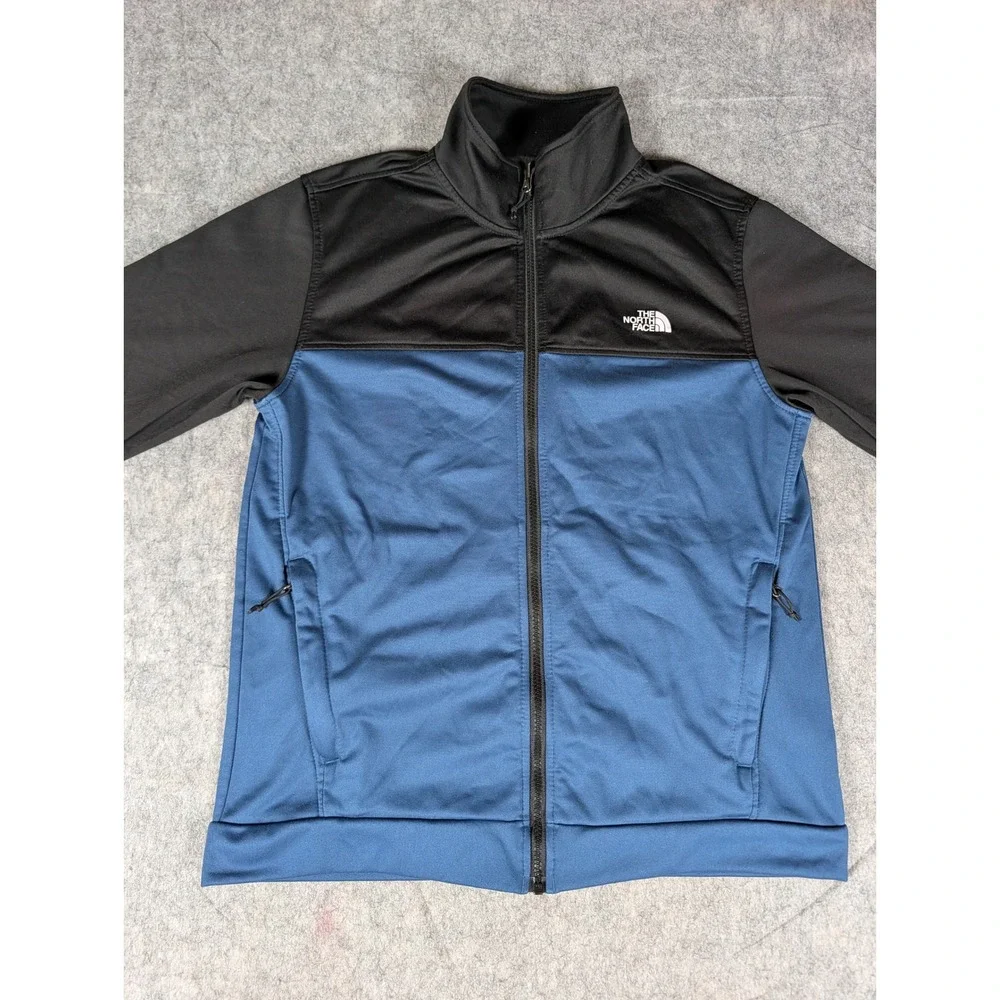 The North Face Mens Full Zip Colorblock Track Jacket Blue Black Mock Neck